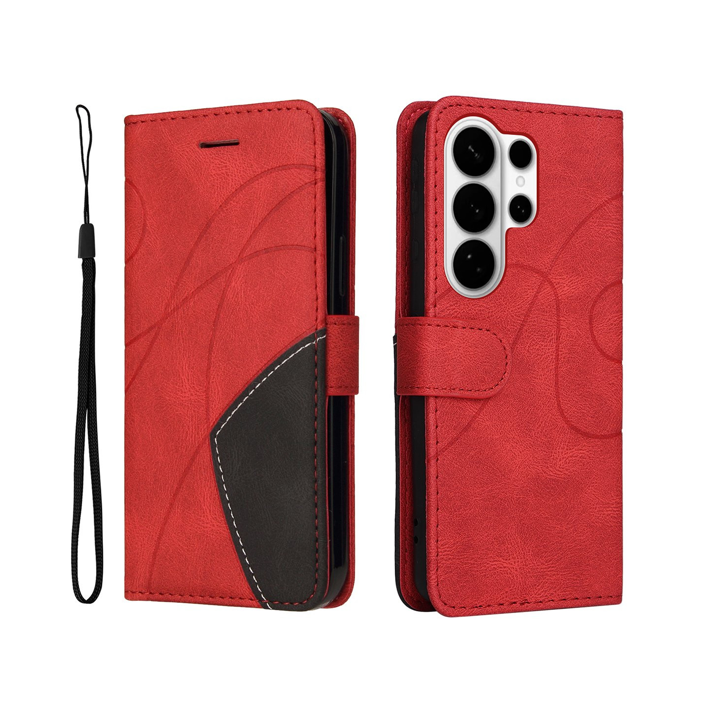 Til Samsung Galaxy S26 Ultra Pungcover med Stander Tofarvet Design - Rød