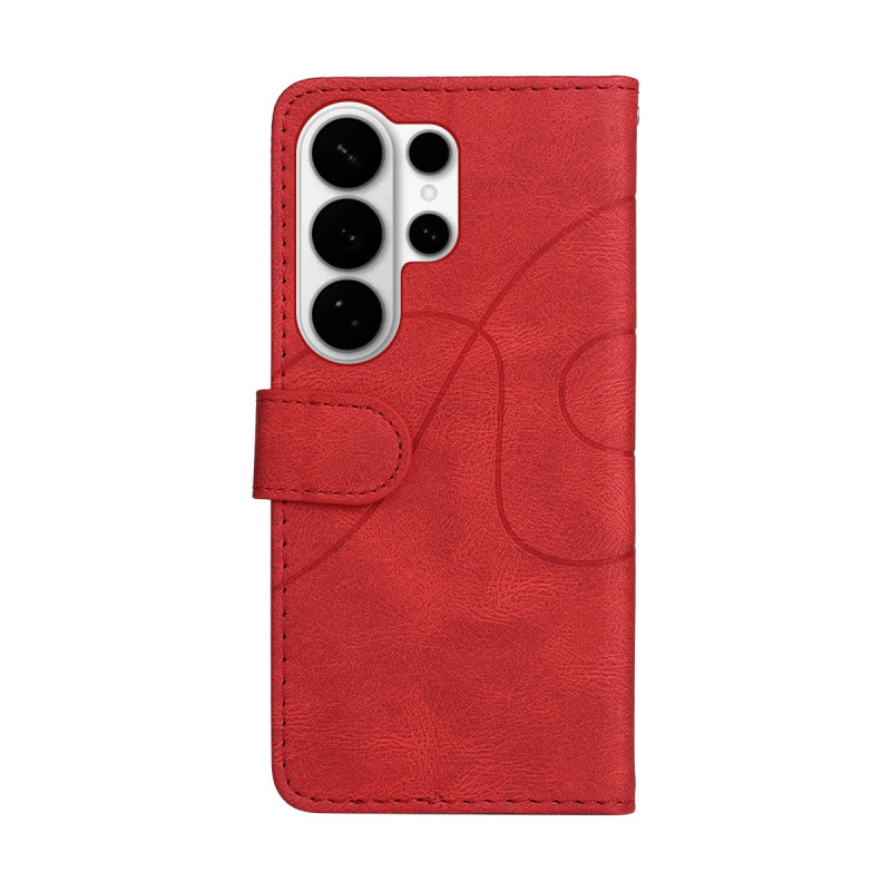 For Samsung Galaxy S26 Ultra Wallet Case with Stand Bi-colour Design - Red