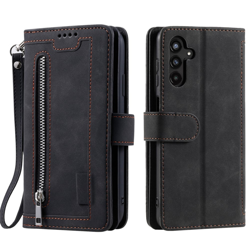 For Samsung Galaxy S26+ 5G Case Zipper Pocket PU Leather Phone Cover with 9 Card Slots
