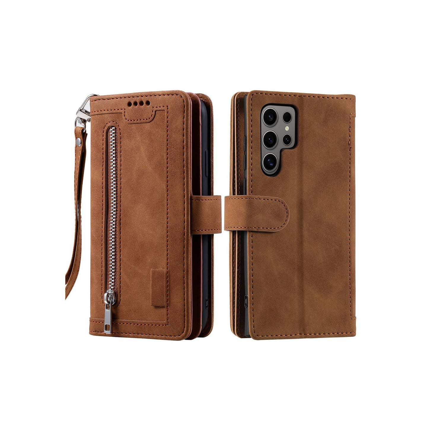 För Samsung Galaxy S26 Ultra 5G Fodral med Dragkedja och 9 Kortplatser