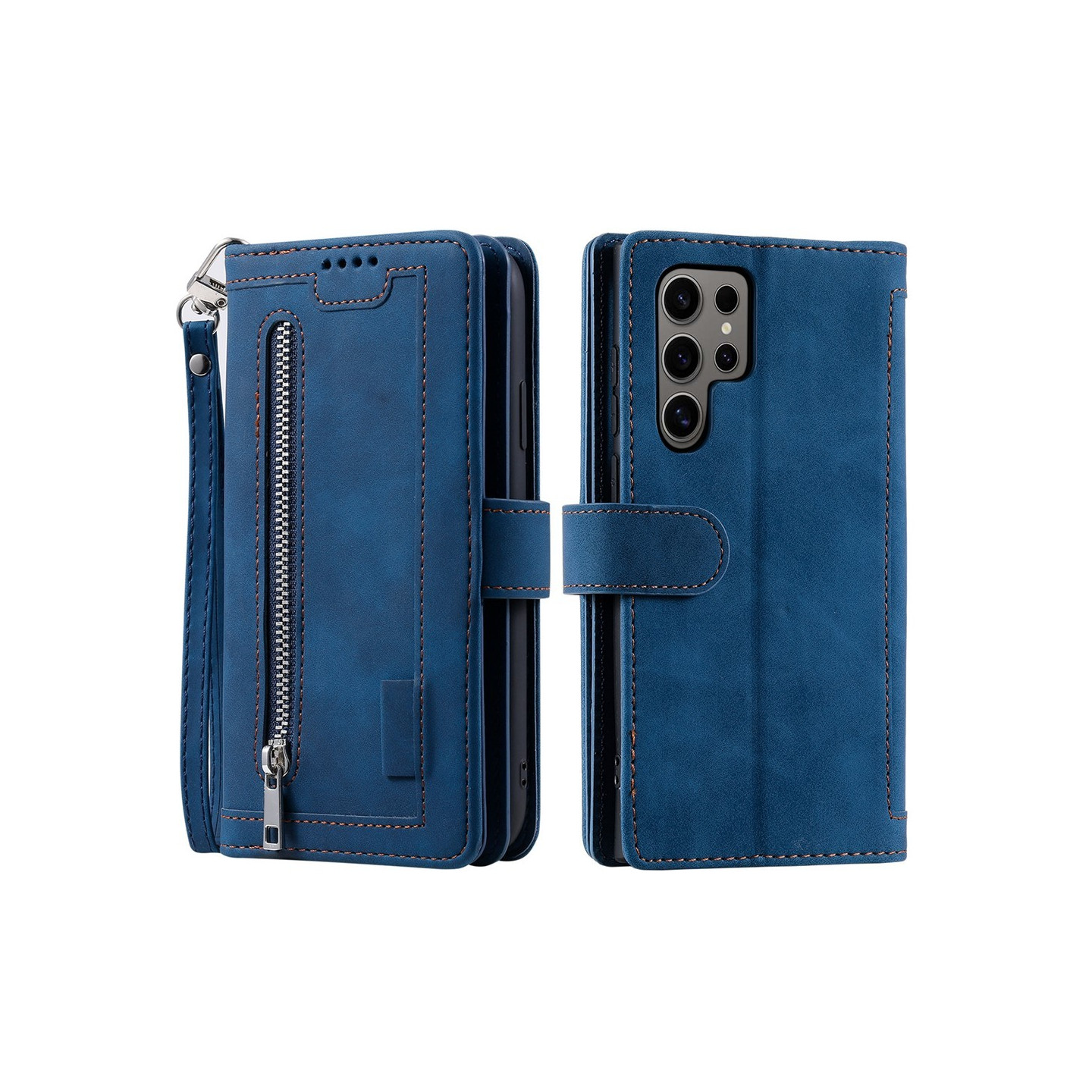 For Samsung Galaxy S26 Ultra 5G Case Zipper Pocket PU Leather Phone Cover with 9 Card Slots