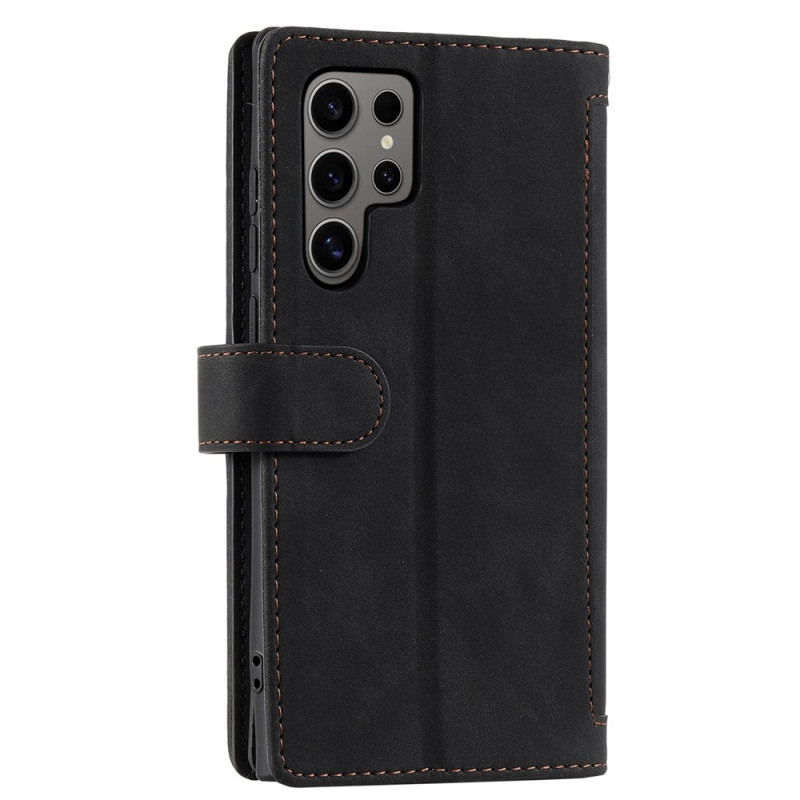 For Samsung Galaxy S26 Ultra 5G Case Zipper Pocket PU Leather Phone Cover with 9 Card Slots