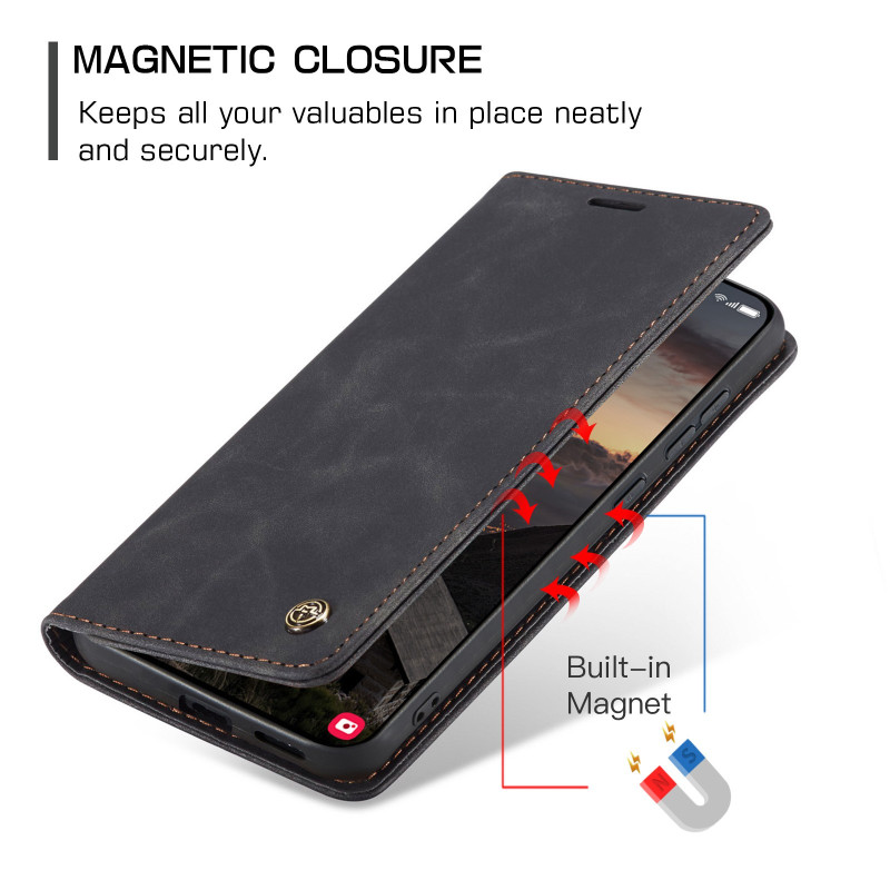 CASEME Retro Wallet Case for Samsung Galaxy S26 - Black