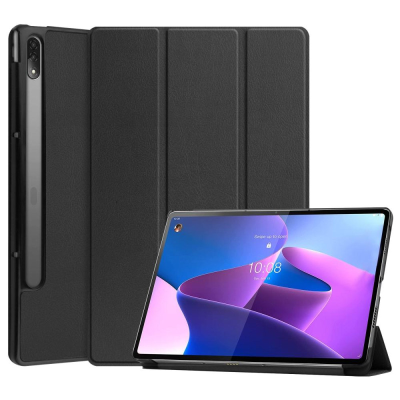 For Lenovo Tab P12 Pro Tri - fold Stand Tablet Case - Black