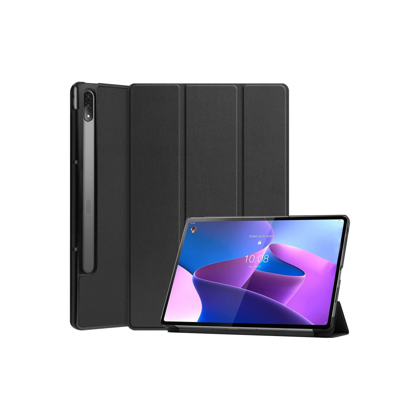 Lenovo Tab P12 Pro Tri - fold Stand Tablet - kotelo - Musta