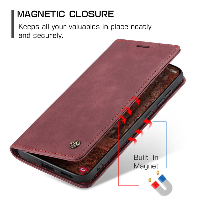 CASEME Retro Wallet Case for Samsung Galaxy S26 - Red