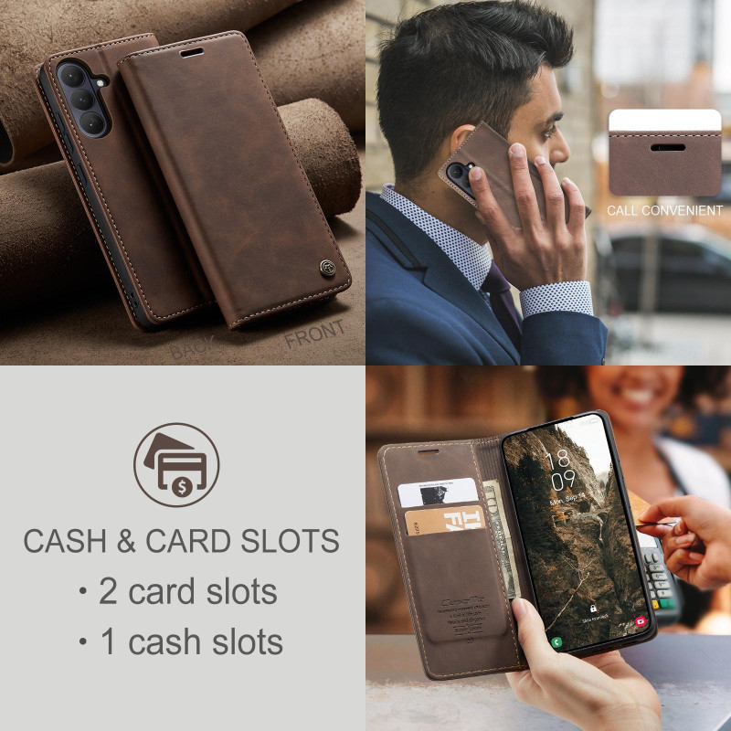 CASEME Retro Lompakkokotelo Samsung Galaxy S26 - Coffee