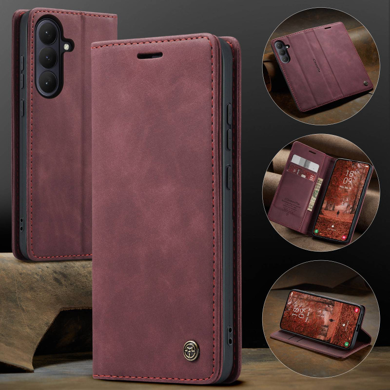 CASEME Retro Wallet Case for Samsung Galaxy S26 - Red