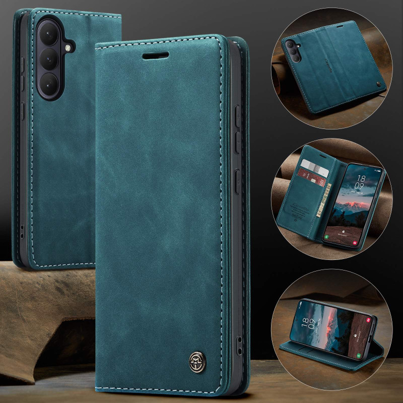 CASEME Retro Wallet Case for Samsung Galaxy S26+ - Blue
