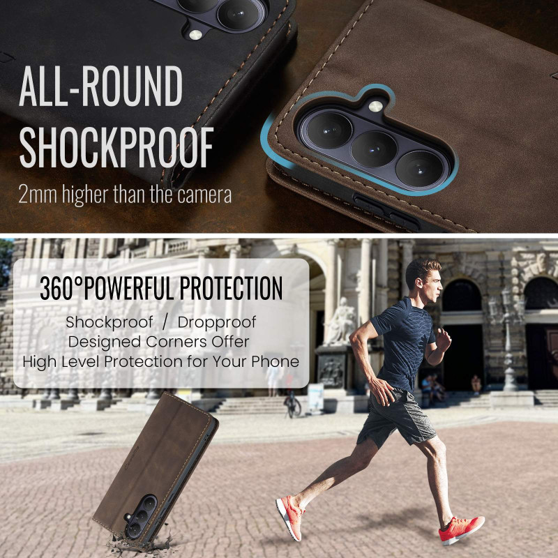 CASEME Retro Pung Taske til Samsung Galaxy S26 - Coffee