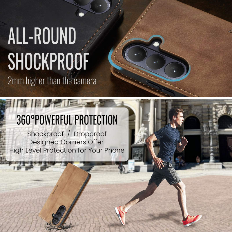 CASEME Retro Lompakkokotelo Samsung Galaxy S26+ - Ruskea