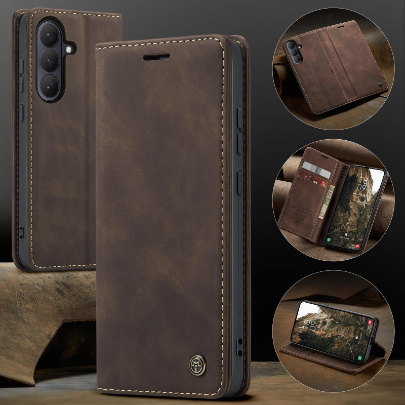 CASEME Retro Wallet Case for Samsung Galaxy S26+ - Coffee