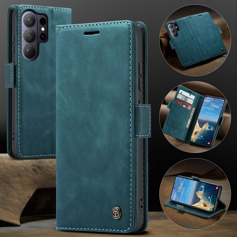 CASEME Retro Wallet Case for Samsung Galaxy S26 Ultra - Blue