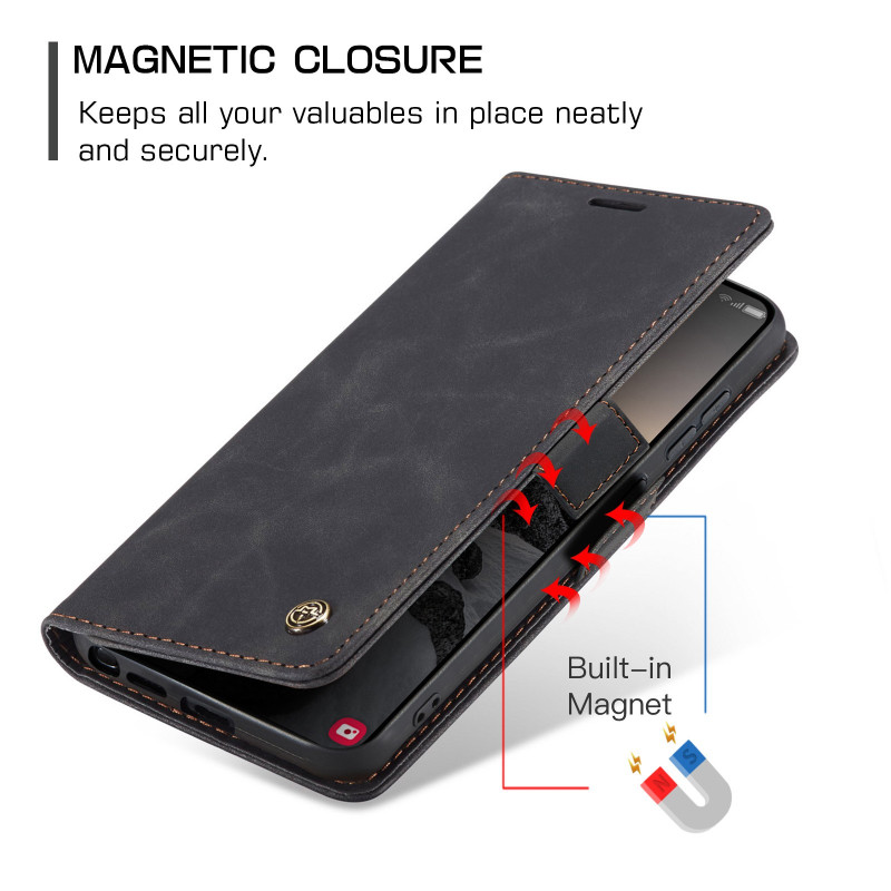 CASEME Retro Wallet Case for Samsung Galaxy S26 Ultra - Black
