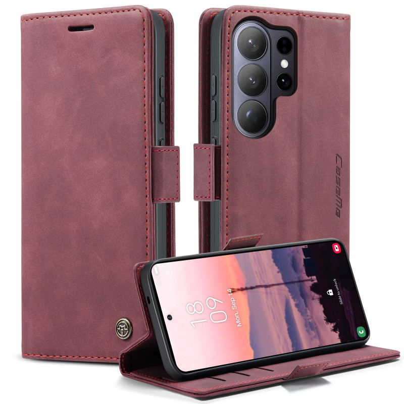 CASEME Retro Lompakkokotelo Samsung Galaxy S26 Ultra - Punainen