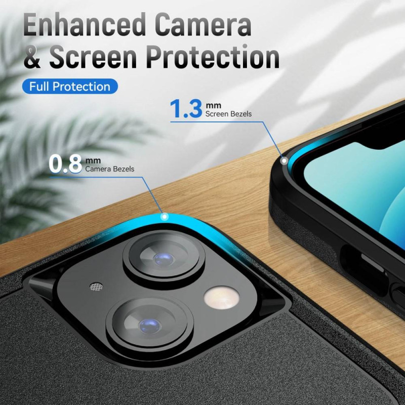 iPhone 14 Plus Stødsikker TPU + PC Kickstand Telefonetui Bilmonteret Metalplade - Sort