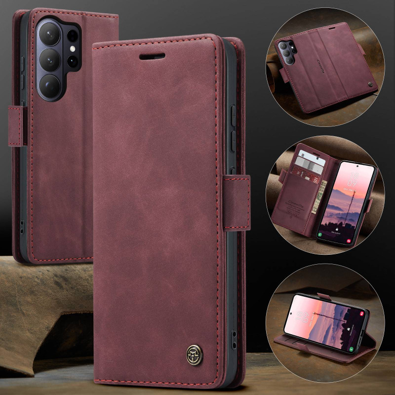 CASEME Retro Lompakkokotelo Samsung Galaxy S26 Ultra - Punainen