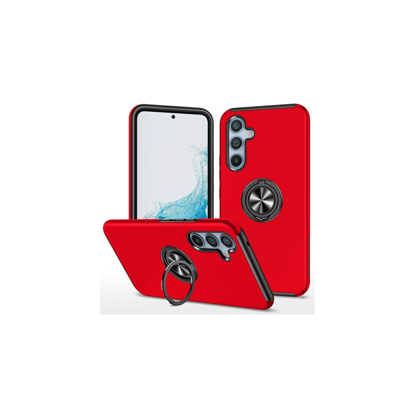For Samsung Galaxy S26 Hybrid Case with Ring Holder and Stand - Red