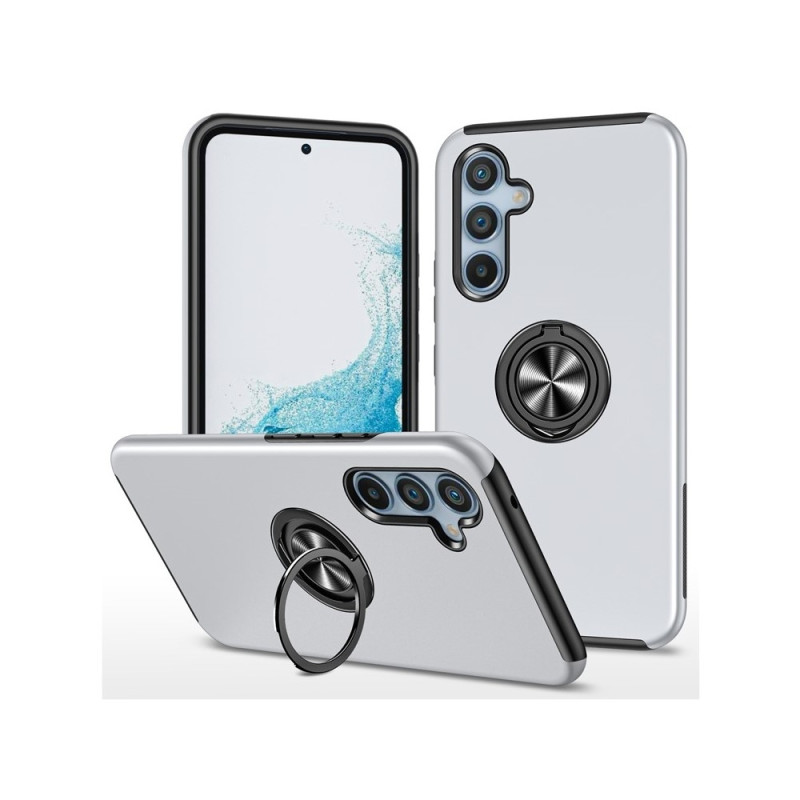 For Samsung Galaxy S26 Hybrid Case with Ring Holder and Stand - Silver