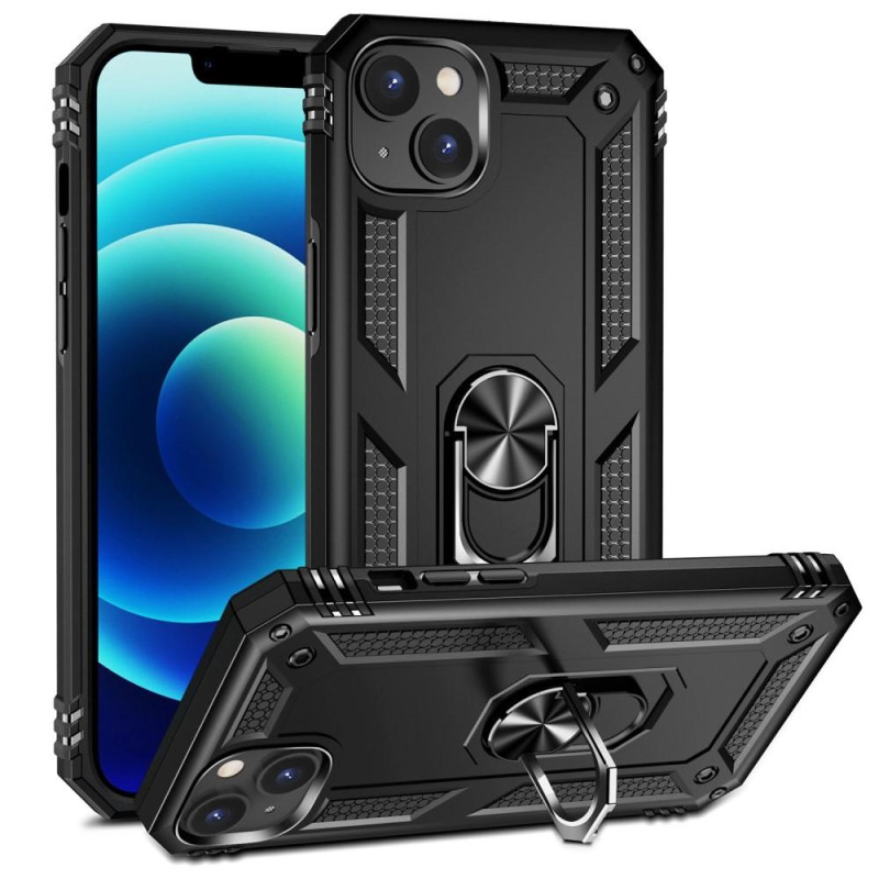 iPhone 14 Shockproof TPU + PC Kickstand Phone Case Car Mount Metal Sheet - Black
