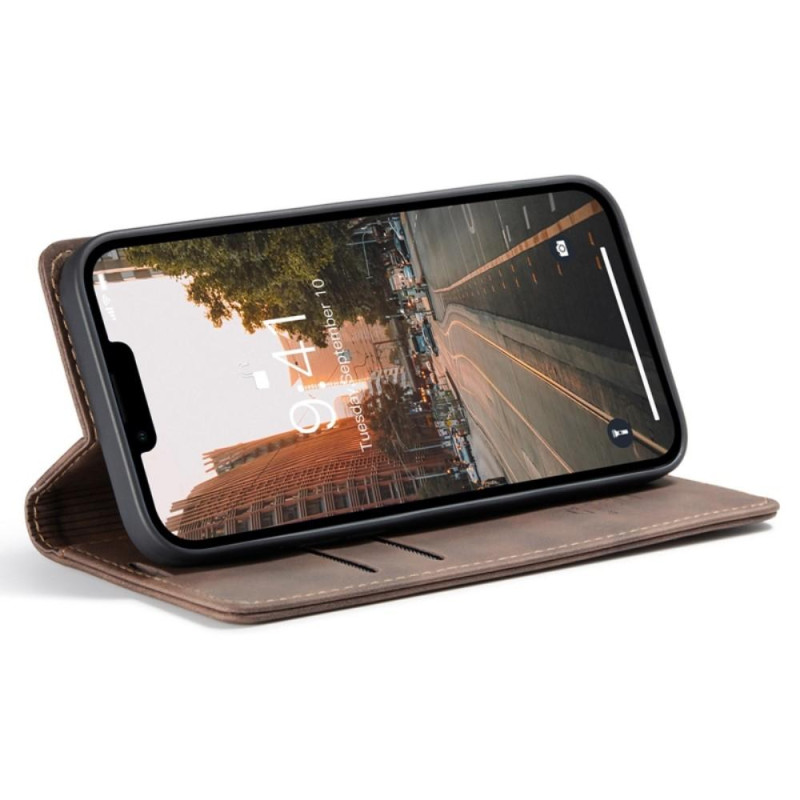 CASEME Retro lompakkokotelo iPhone 14 Plus - tummanruskea