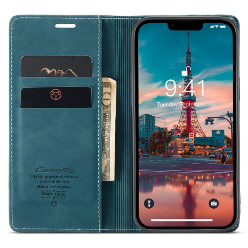 CASEME Retro Wallet Case for iPhone 14 Plus - Blue