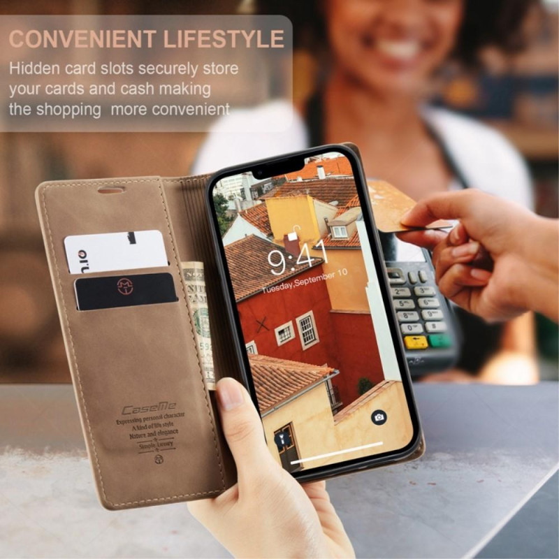 CASEME Lommebok - deksel iPhone 14 - Lysebrun