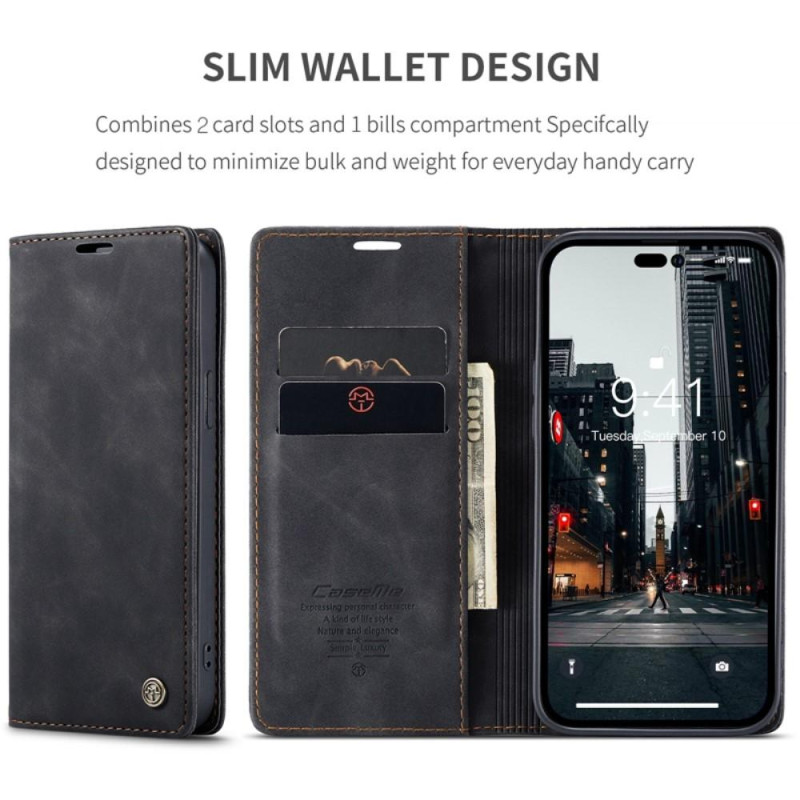 CASEME Retro Wallet Case for iPhone 14 Pro - Black