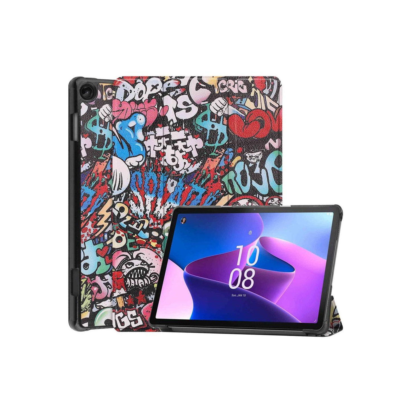Trifoldbart deksel til Lenovo Tab M10 Gen 3 - Graffiti