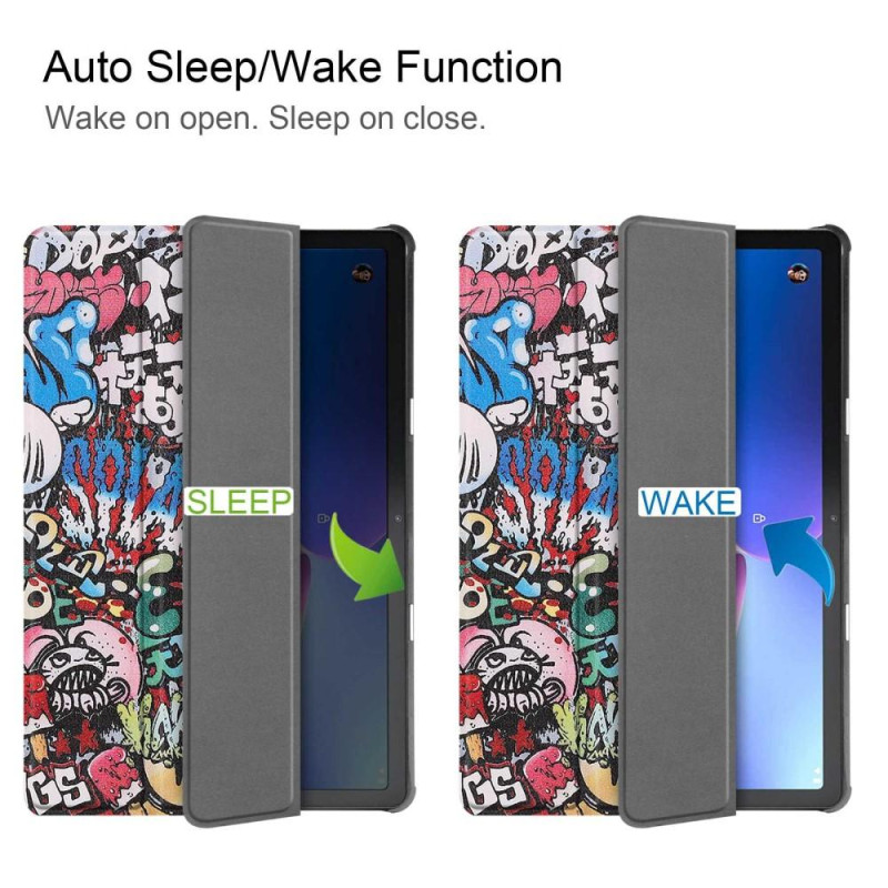 Til Lenovo Tab M10 (Gen 3) Trifoldet Stativdæksel - Graffiti