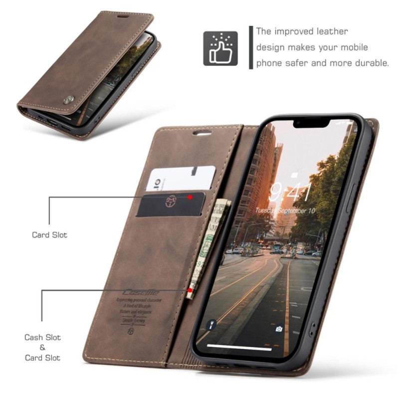 CASEME Retro Wallet Case for iPhone 14 - Dark Brown