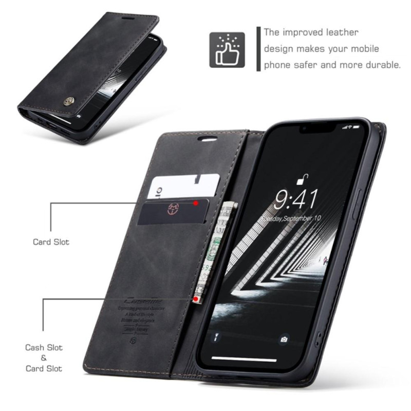 CASEME Retro Wallet Case for iPhone 14 - Black