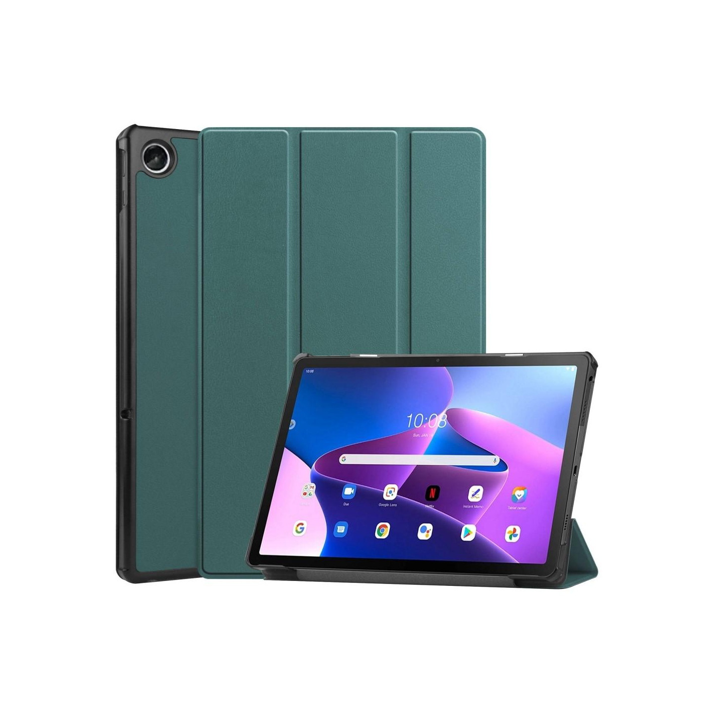 Tri - fold Deksel til Lenovo Tab M10 Plus Gen 3 - Grønn