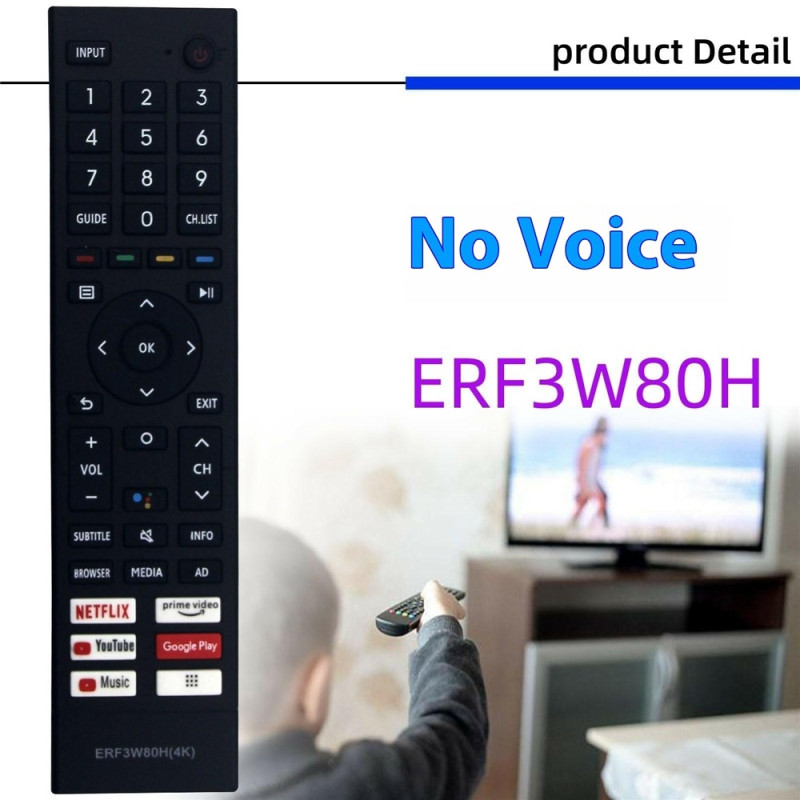 Udskiftning af fjernbetjening ERF3W80H til Hisense TV (understøtter ikke stemmefunktion)