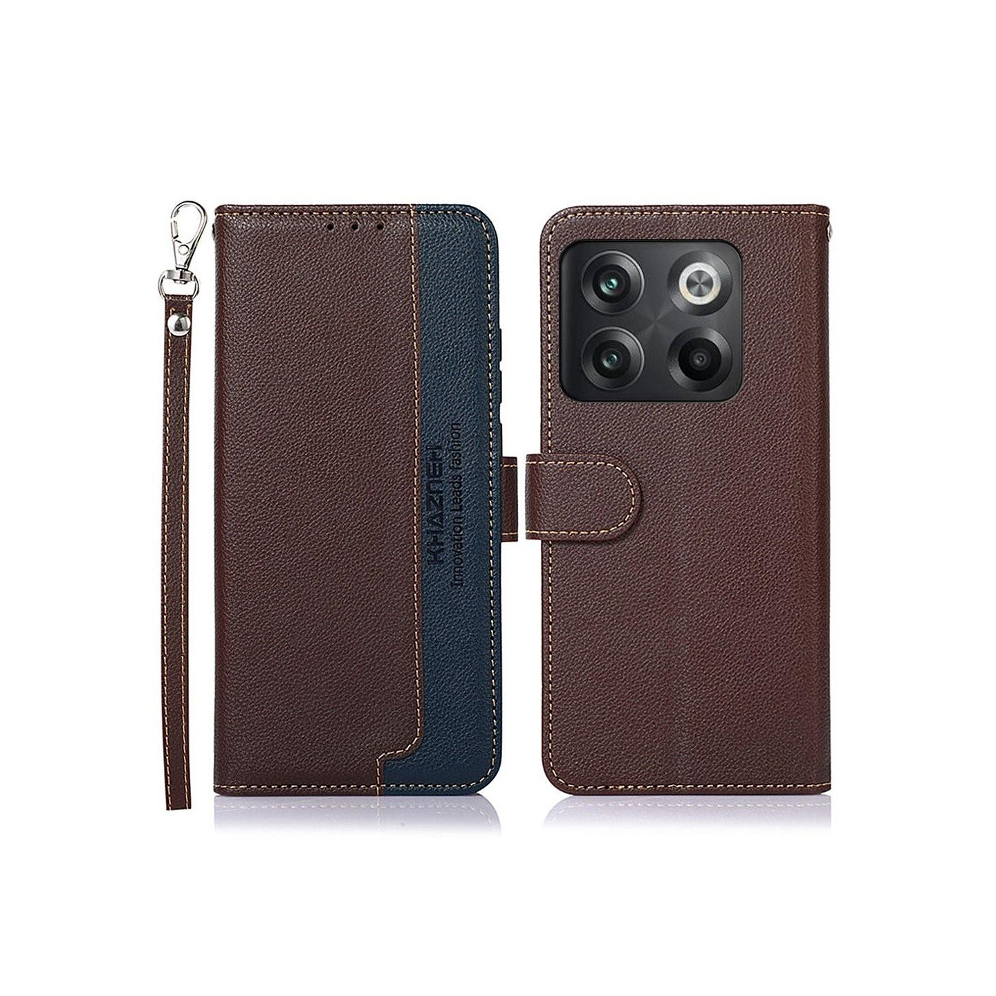KHAZNEH OnePlus 10T/Ace Pro Lommebok - cover - Brun/Blå