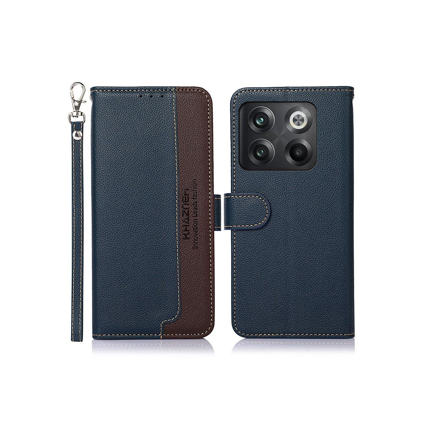 KHAZNEH OnePlus 10T/Ace Pro Lommebok - deksel - Blå/Brun