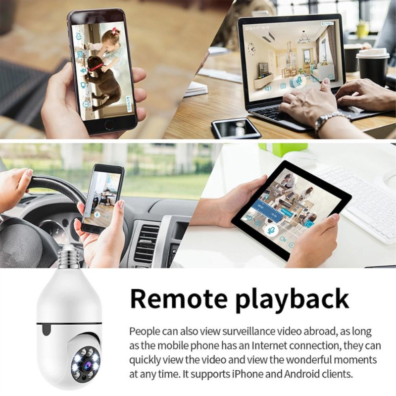 Home Security Camera Light Bulb Motion Detection WiFi CCTV IP Audio Two Way