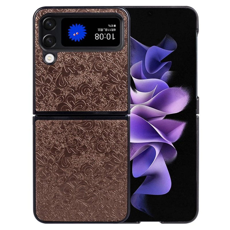 Samsung Galaxy Z Flip4 5G Blomstermønster Telefonetui Beskyttelsesdæksel - Brun