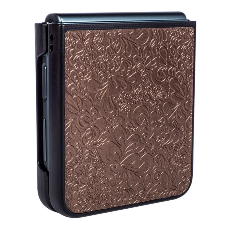 Samsung Galaxy Z Flip4 5G Flowers Pattern Phone Case Protective Cover - Brown