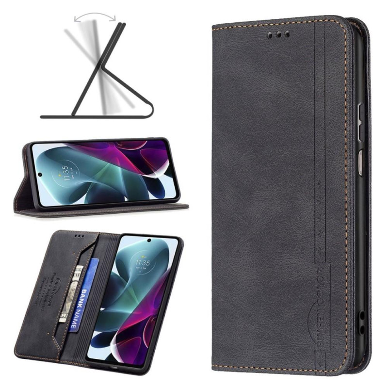 Wallet Stand Phone Case for Motorola Edge 30 Pro - Black