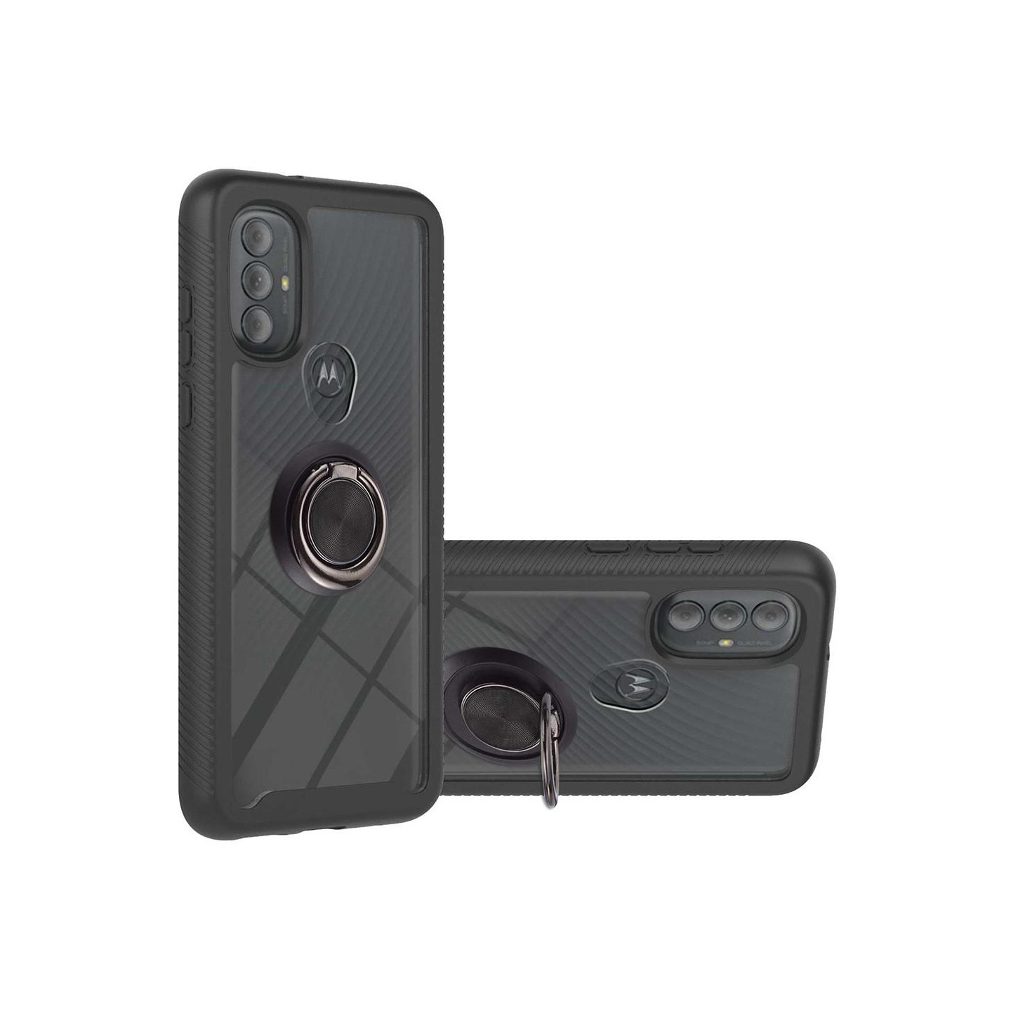 Motorola Moto G Power (2022) rustningsveske med fingerring og metall - svart