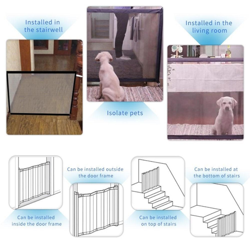 Install Anywhere Kannettava Folding Dog Cat Pet Safe Mesh Fence - 110*72CM