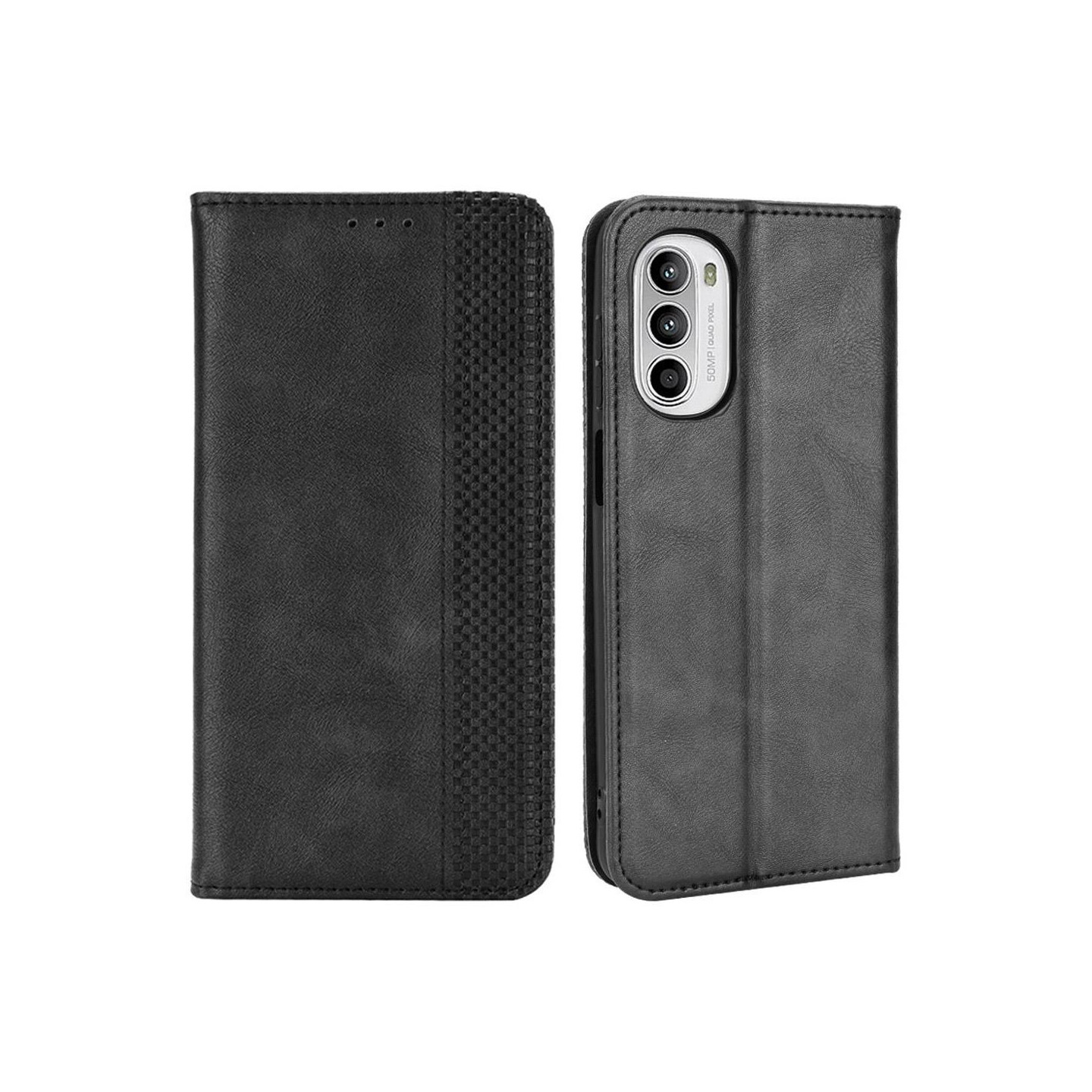 Wallet Stand Flip Phone Case for Motorola Moto G52 - Black