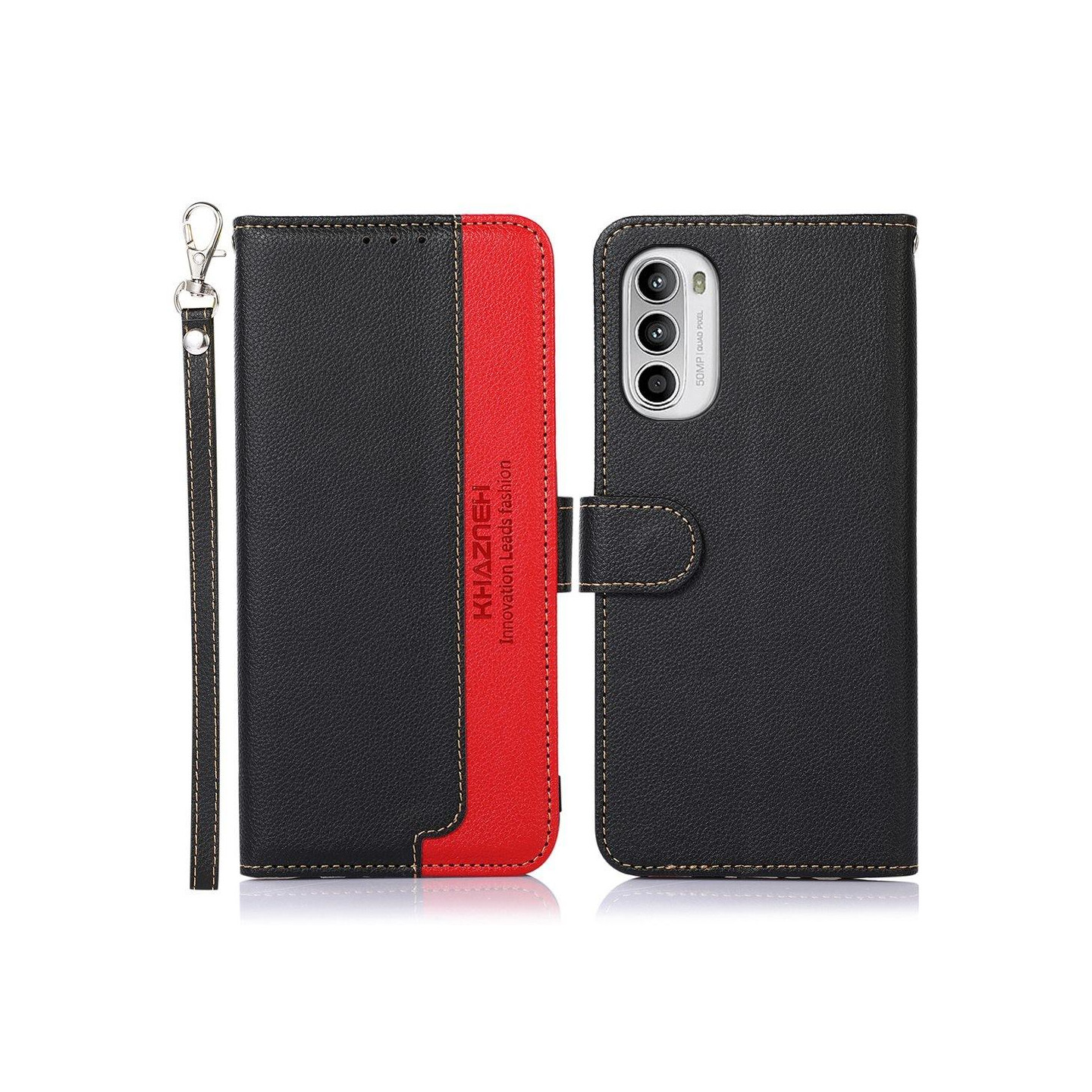 KHAZNEH Telefoncover til Motorola Moto G52 - Sort/Rød