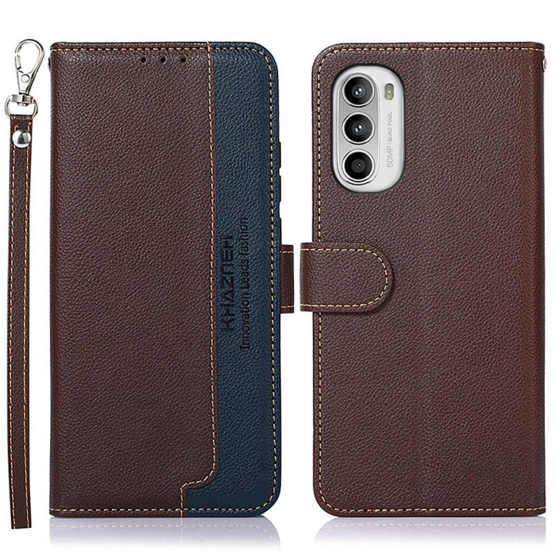 KHAZNEH Phone Cover for Motorola Moto G52 - Brown/Blue
