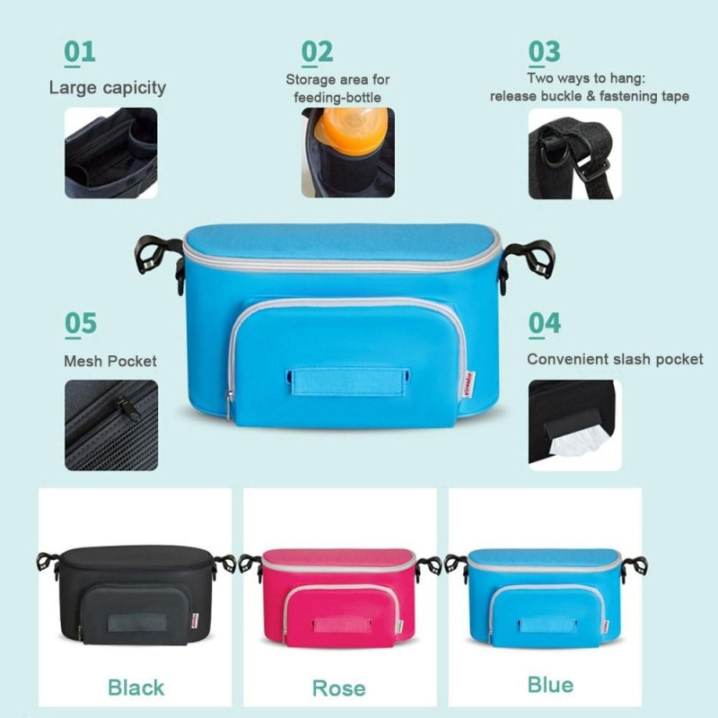 Baby Stroller Bag Organizer Bag Mama Carriage Buggy Pram Cart Basket Hook Backpack