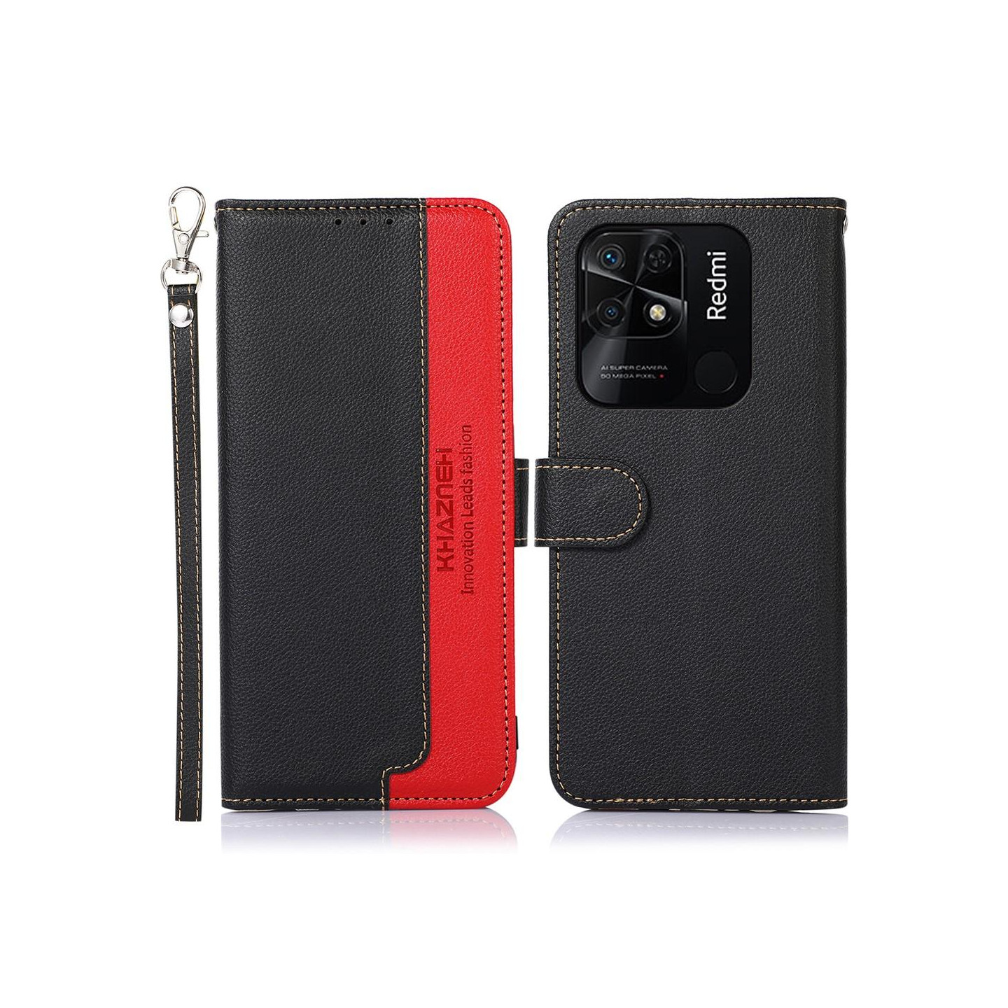 KHAZNEH Phone Cover to Xiaomi Redmi 10C - Black / Red