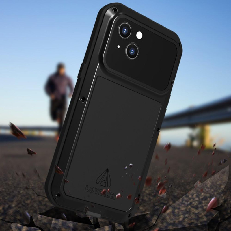 iPhone 13 LOVE MEI Kraftig støtsikkert deksel metall+silikon herdet glass