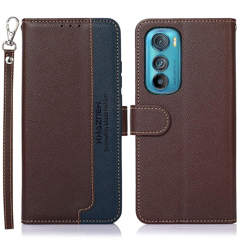 KHAZNEH Phone Cover for Motorola Edge 30 5G - Brown/Blue