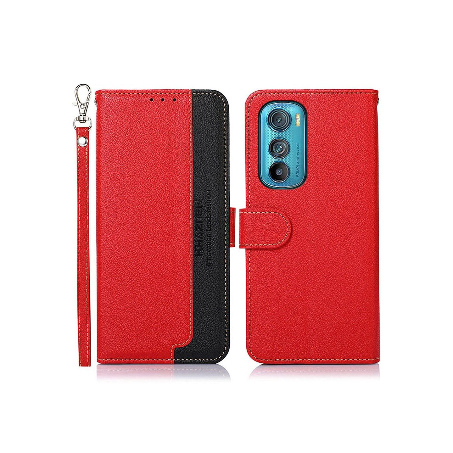 KHAZNEH Phone Cover for Motorola Edge 30 5G - Red/Black